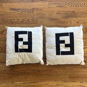 Fendi Beige and Black Logo Cushions